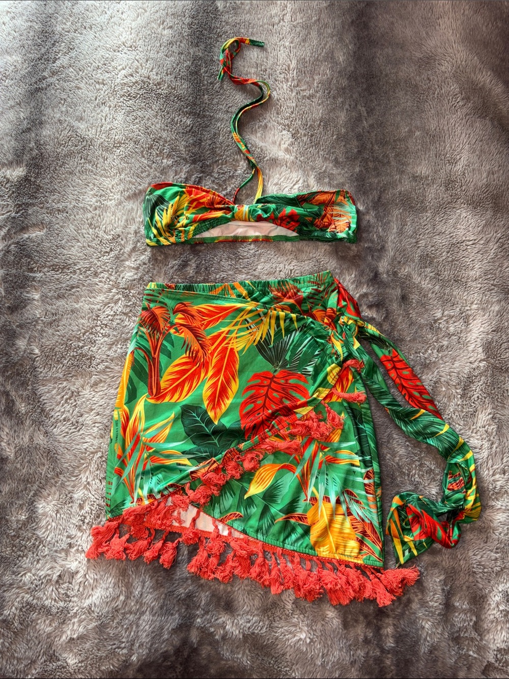 SHEIN Green Tropical Print Skirt Set 🌺🌴
